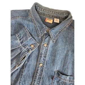 Vintage 2001 Levi's Red Tab Shirt Men's XL Blue Long Sleeve Button Up Denim Y2K